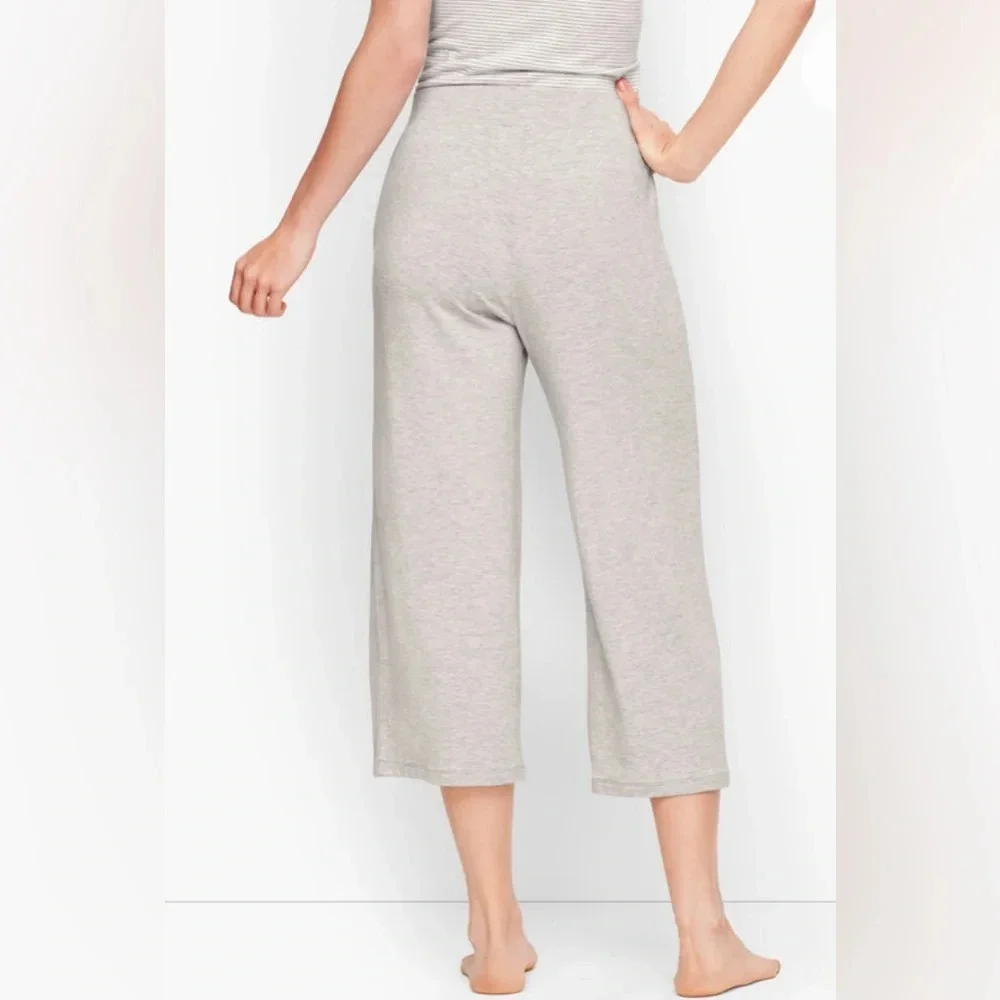Talbots Womens Cozy Soft Culottes Lounge Pants Wide Leg Grey Modal/Spandex S NWT